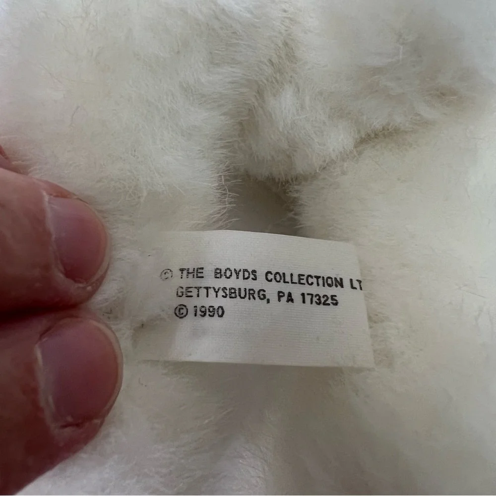 VTG Boyds Collection 1990 Jointed Bunny Plush White with Black Hair 10